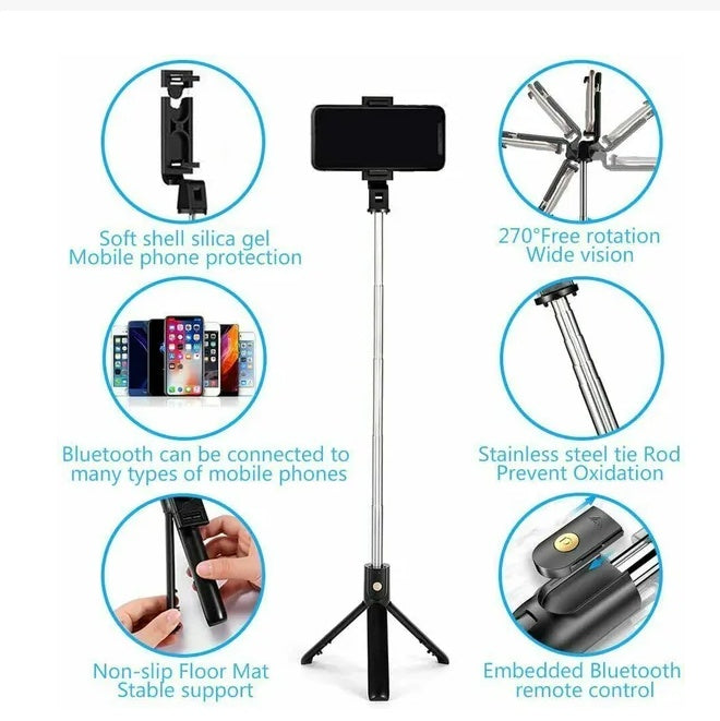 Selfie Stick Tripod Remote Desktop Stand Cell Holder For US