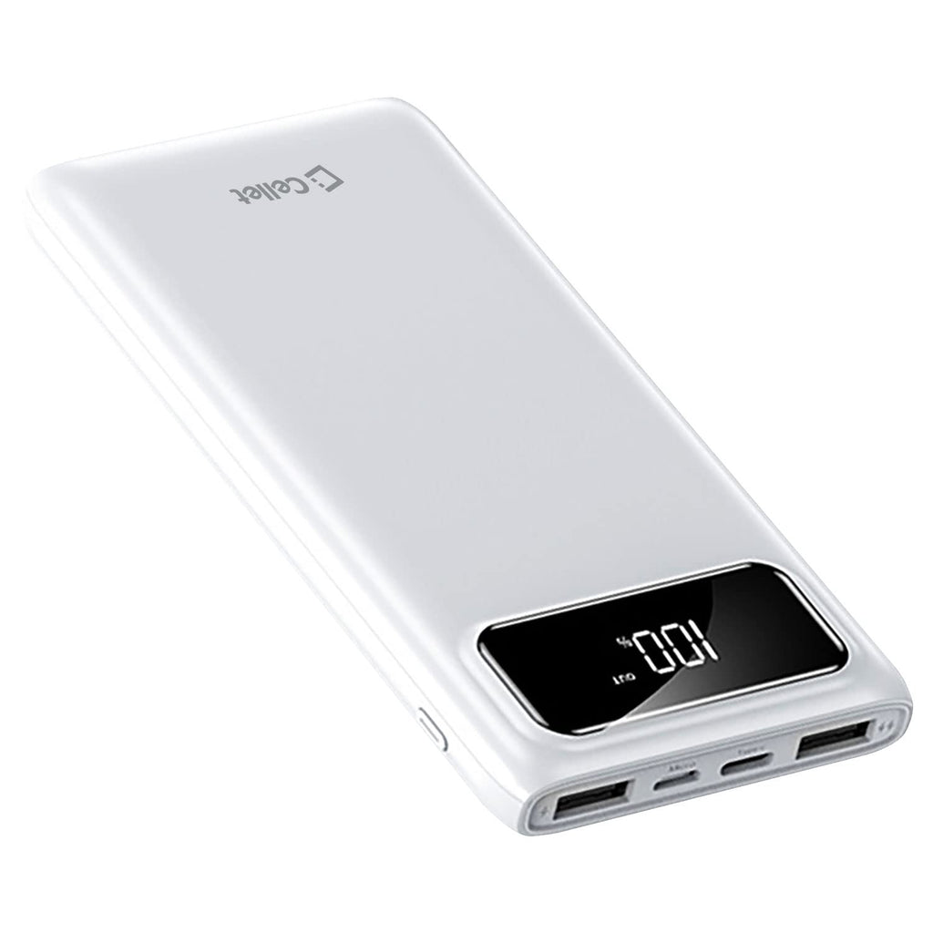 Portable Charger Battery Pack 10000mAh - Fast Charging Universal Power Bank with Dual USB Ports – USB Cables Included (White)